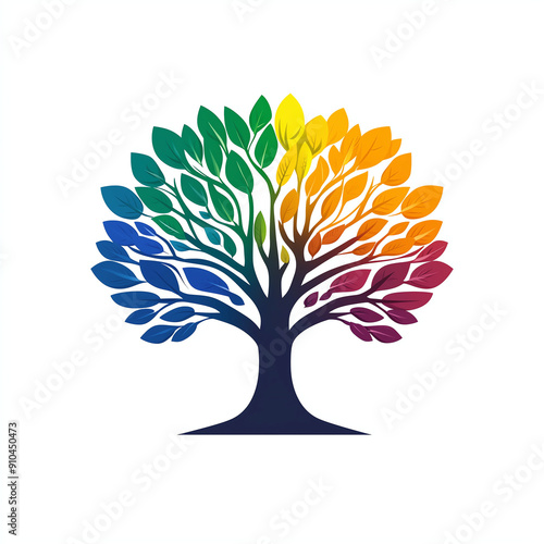 abstract tree with colorful leaves, pride, vector 