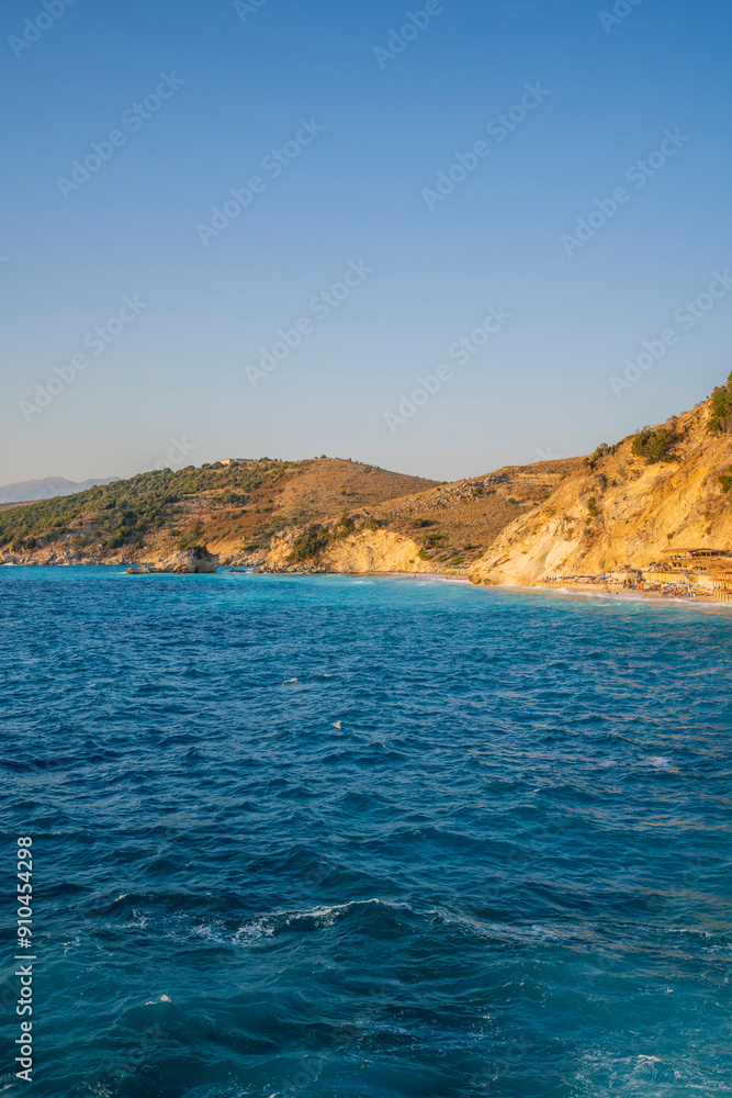 Naklejka premium view on Pulebardha Beach between Ksamil and Saranda in Albania