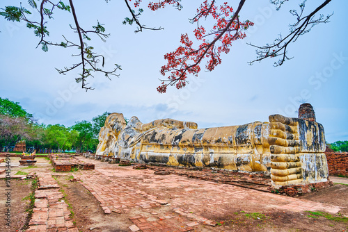 Reclining Buddha of Wat Lokaya Sutha, Ayutthaya, Thailand photo