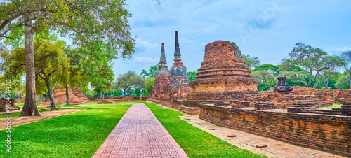 The ancient brick chedis in Wat Phra Si Sanphet site, Ayutthaya, Thailand