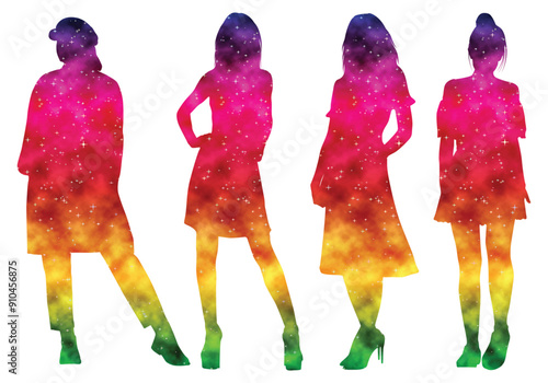 Colorful watercolor Stylish Woman model vector illustration