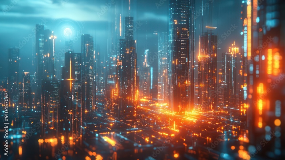 futuristic cityscape overseen by ai hologram smart city infrastructure glows with data streams blend of urban architecture and advanced technology visualizations futuristic cityscape overseen by ai hologram smart city infrastructure glows with data streams blend of urban architecture and advanced technology visualizations