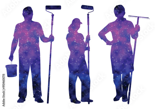 Colorful watercolor Construction Workers or Labor vector illustration