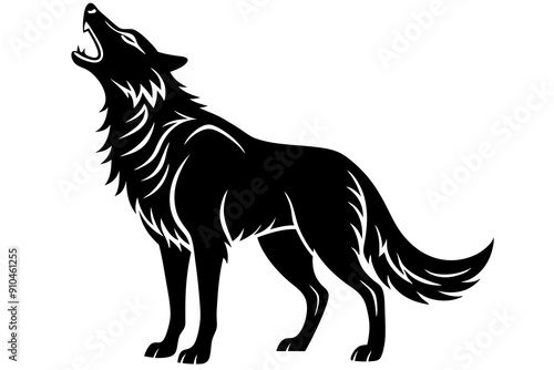  Howling Wolf silhouette black vector icon photo