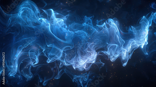 Celestial Veil: Ethereal Blue Nebula in Starry Night Sky.