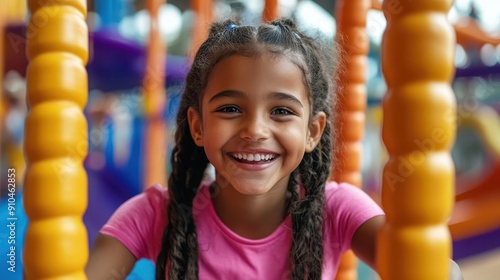 multicultural children in antigravity playground floating jungle gym zerog sports laughter and joy as kids defy gravity bright colors futuristic design with safety forcefields photo