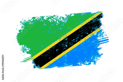 Tanzania flag with grunge effect, Tanzanian banner - vector illustration, isolated