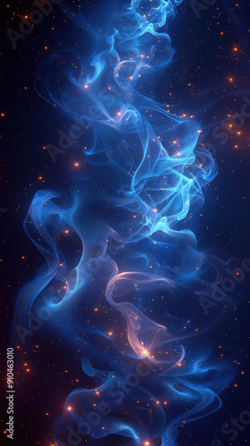 Wallpaper Mural Celestial Veil: Ethereal Blue Nebula in Starry Night Sky. Torontodigital.ca