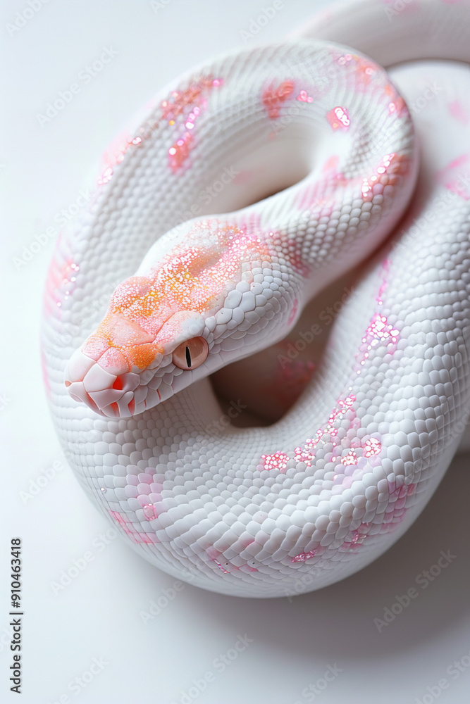 Fototapeta premium Animals Poster Close Up, Animals With Pink Shades Tiger, Snake, Chameleon Series