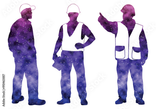 Colorful watercolor Construction Workers or Labor vector illustration