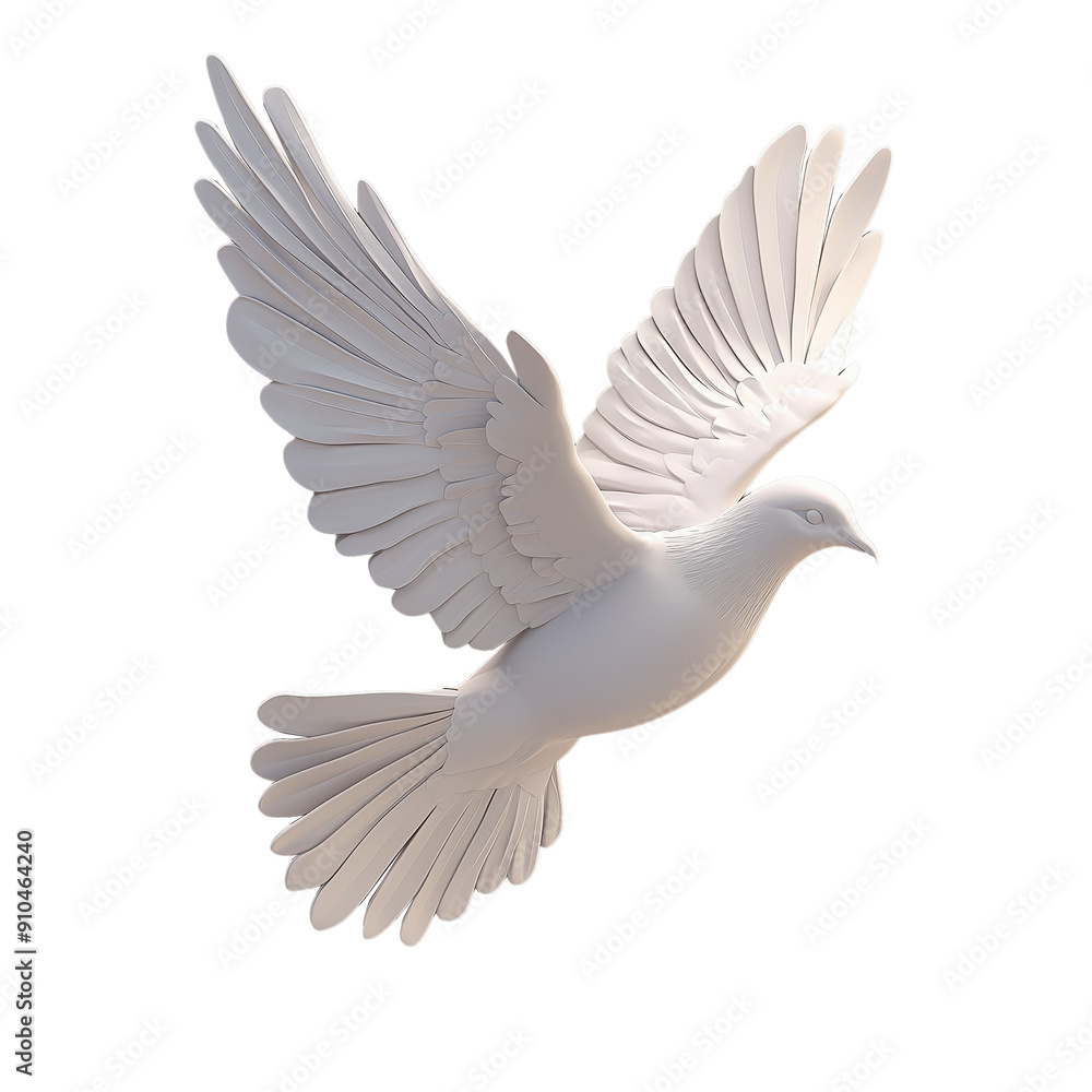 Fototapeta premium 3D dove on a transparent background, symbolizing peace and the Holy Spirit.