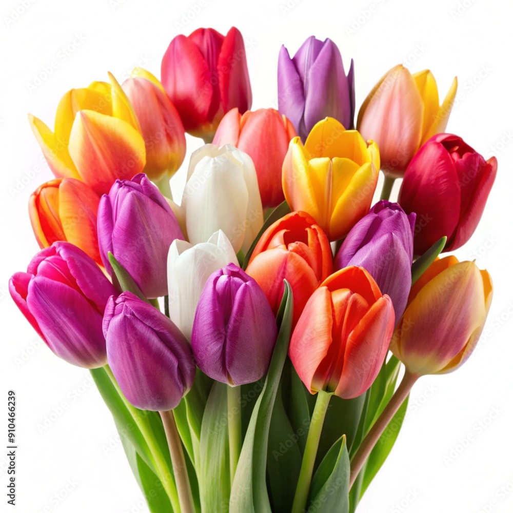 Colorful tulips isolated on white background Colorful tulips isolated on white background