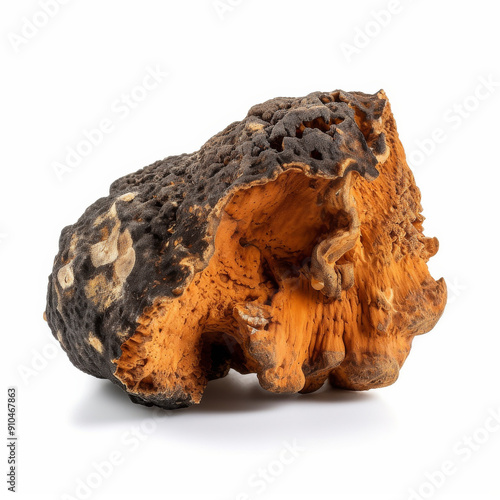 Chaga mushroom isolated on white background