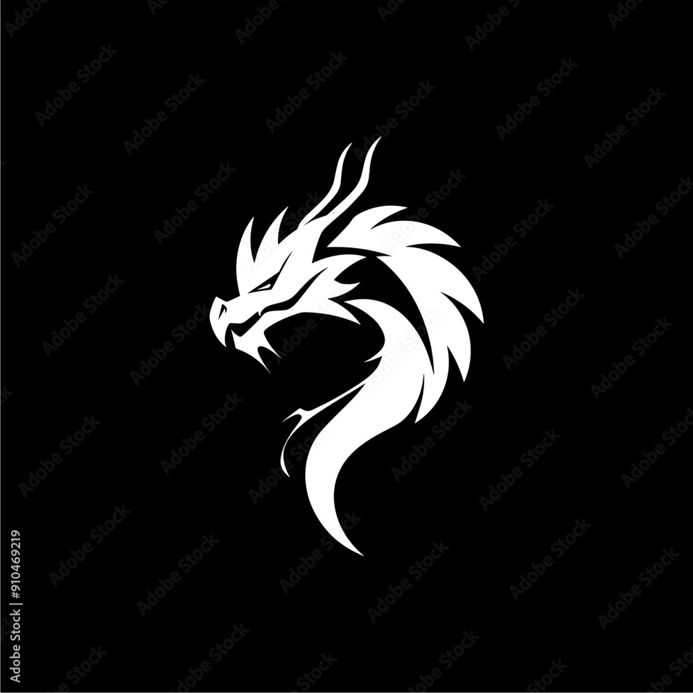 Fototapeta premium Logotipo simples dragão preto e branco vetor