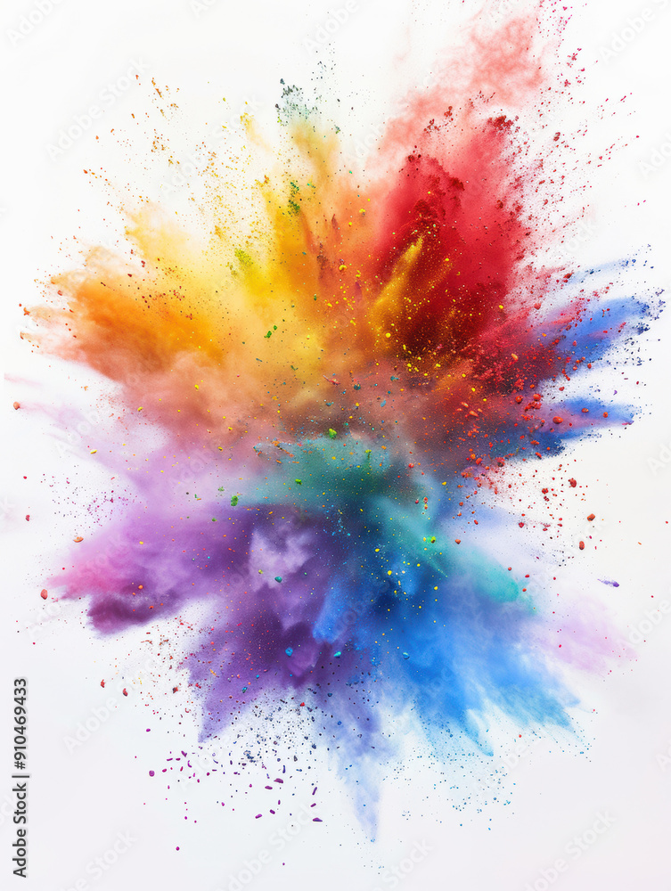 Vibrant Powder Burst on White Background. Vibrant Powder Burst on White Background.