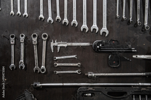 Wallpaper Mural A large set of wrenches hangs on the wall in the workshop Torontodigital.ca