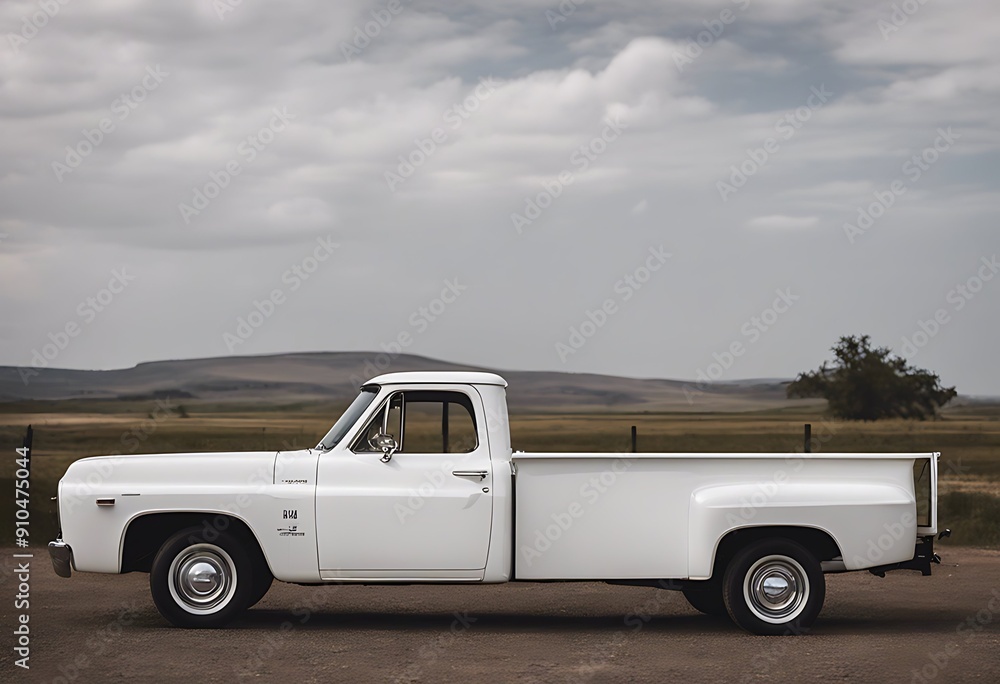 pickup white car auto cargo front view heavy isolated long side truck vehicle