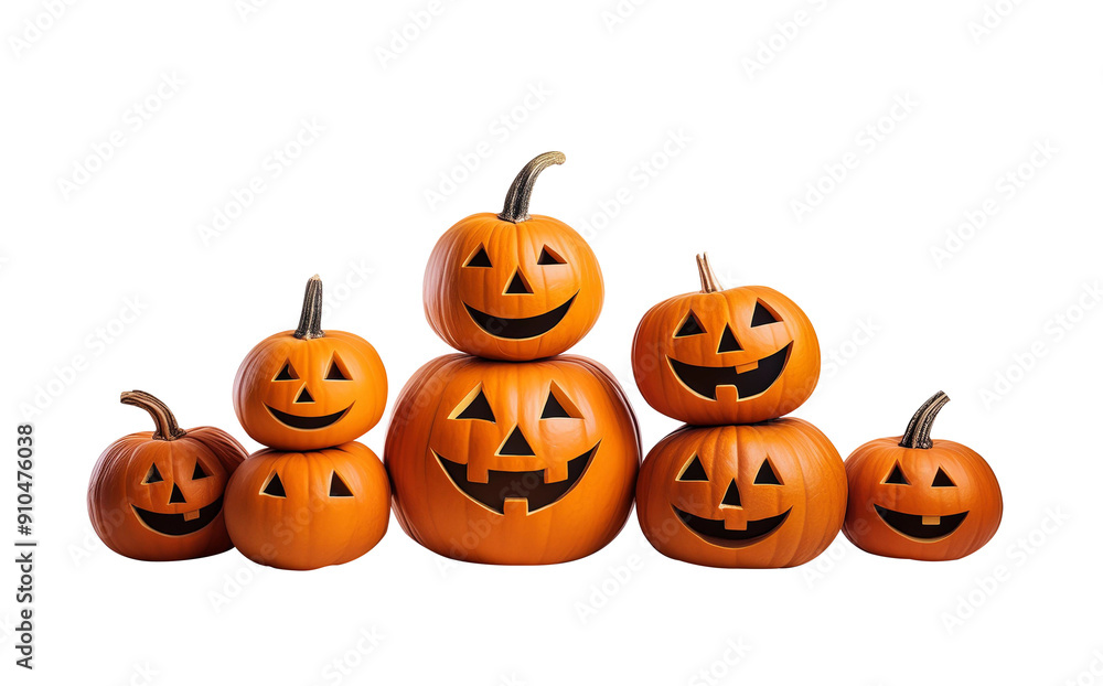 Zucche di halloween sorridenti su sfondo trasparente Zucche di halloween sorridenti su sfondo trasparente