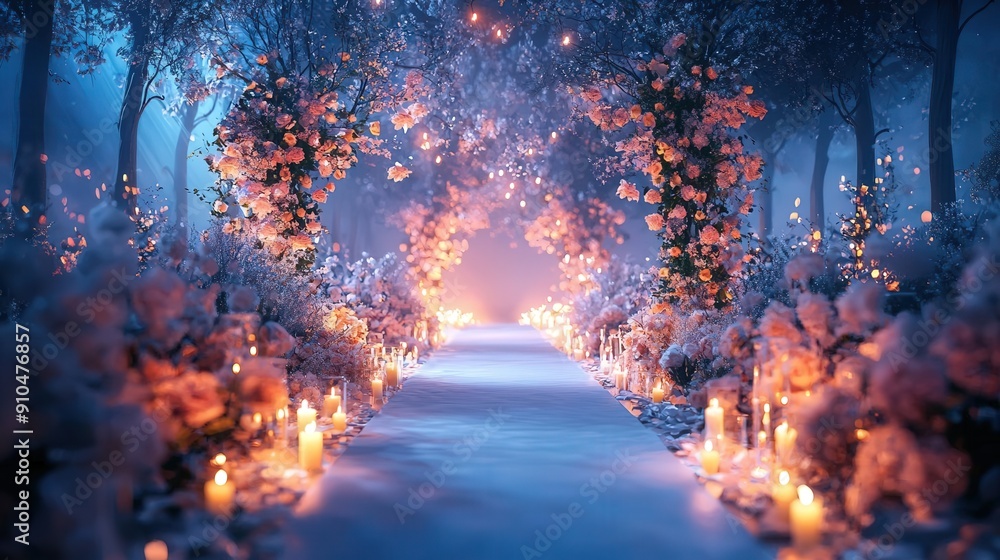 Obraz premium A high-resolution photo of luxury wedding, simple wedding, and romantic ambiance, contrasting elements, realistic lighting, fantasy,