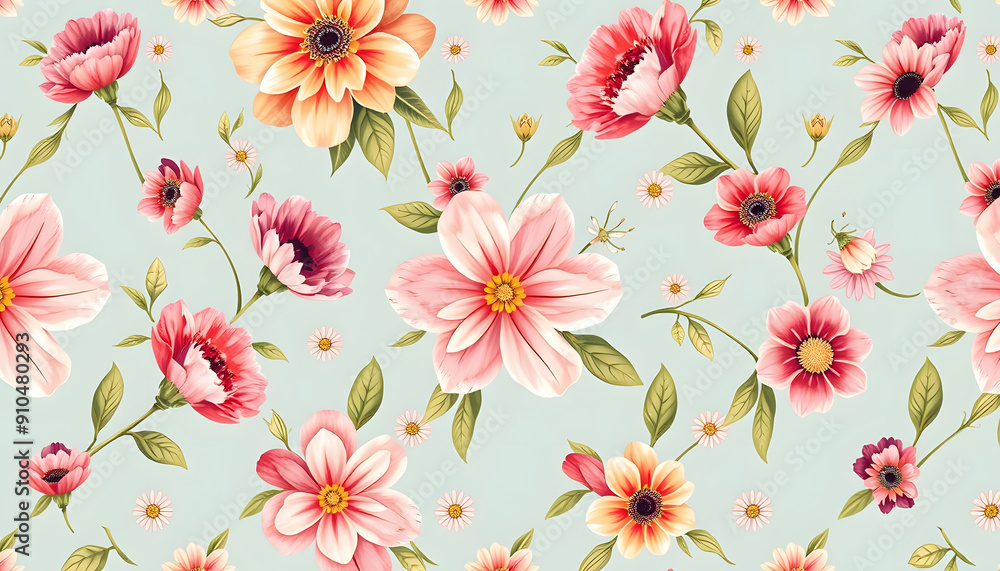 seamless pattern with pink flowers seamless pattern with pink flowers