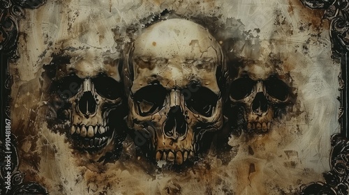 Skull and bones grunge background for halloween decor