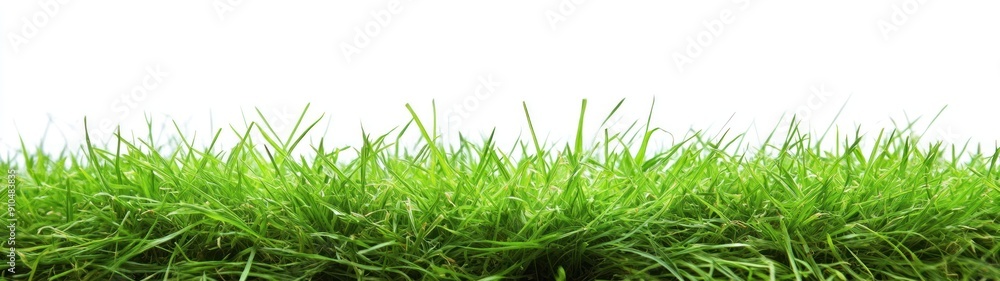 Obraz premium Lush Green Grass Blades Against White Background