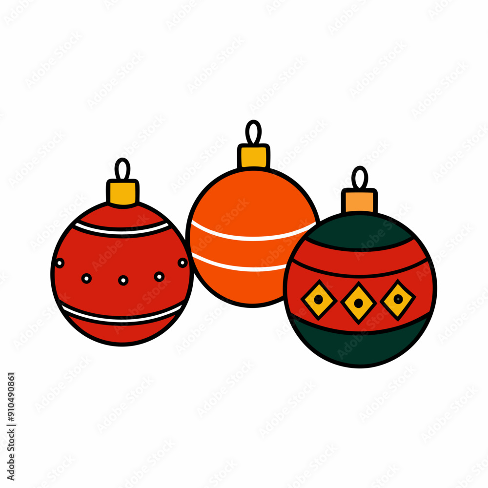 Christmas ornaments decorated with stars and dots Christmas ornaments decorated with stars and dots