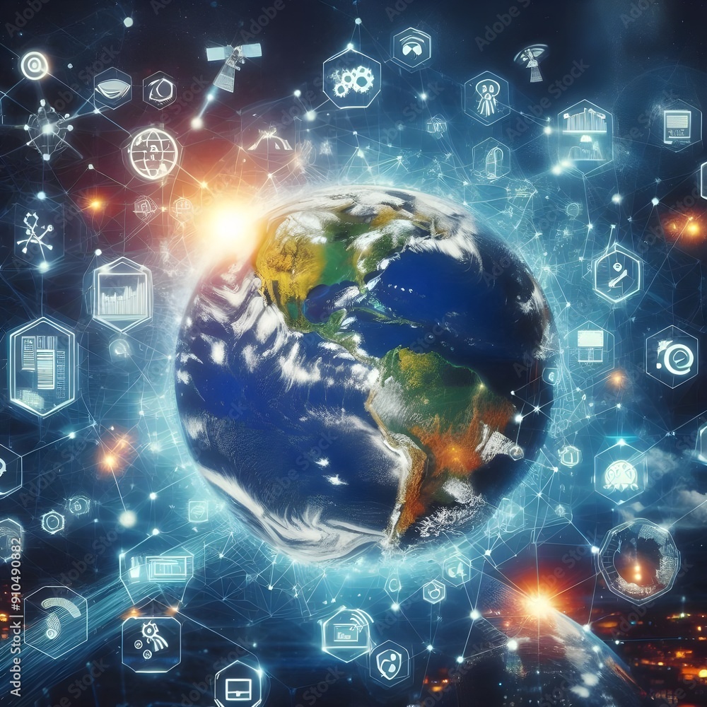 This is Communication technology for internet business. Global world network and telecommunication on earth cryptocurrency and blockchain . This is Communication technology for internet business. Global world network and telecommunication on earth cryptocurrency and blockchain .