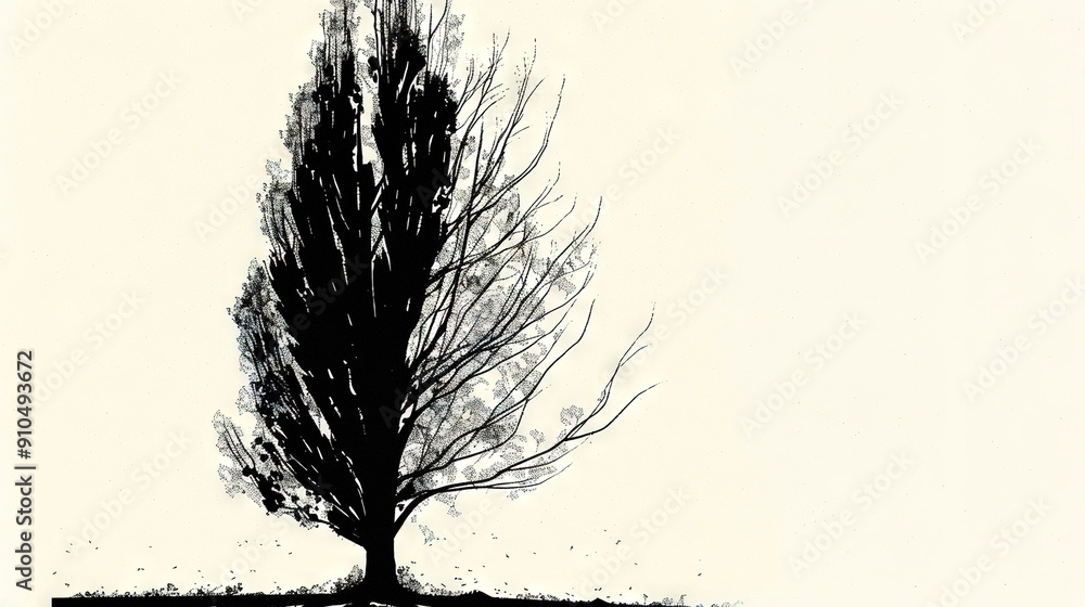 Obraz premium A monochrome image of a bare tree with empty branches