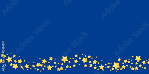 Seamless blue background with a border of yellow stars along the bottom edge. Ideal for festive designs and invitations.