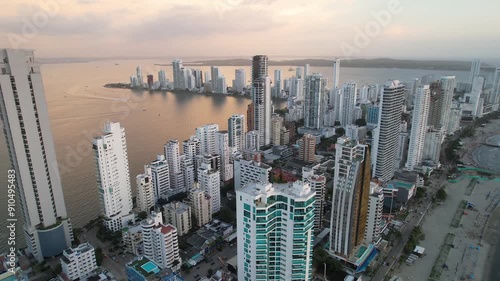 Beautiful aerial view of Bocagrande Hotel area in Cartagena Colombia photo