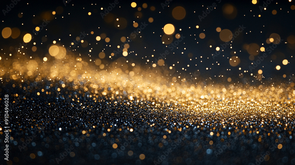 Obraz premium glittering lights with gold and blue hues create a magical, shimmering background, evoking feelings of luxury, elegance, and celebration