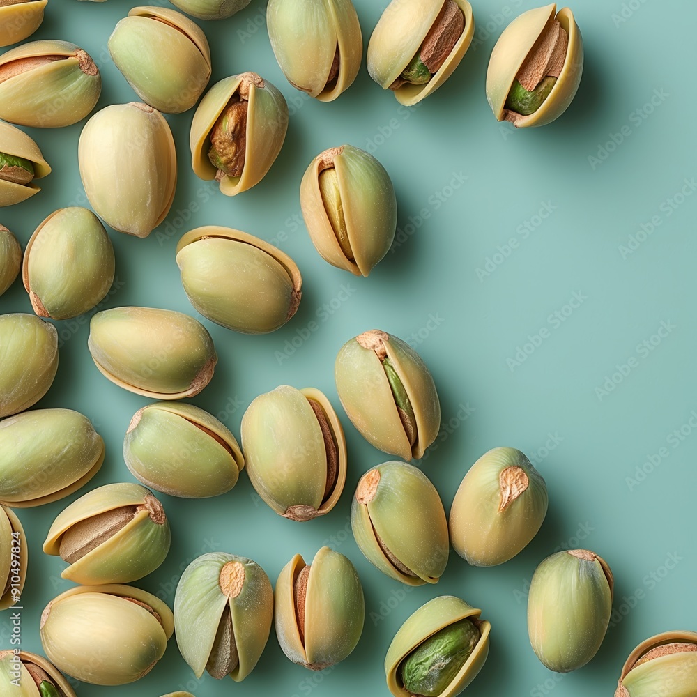 Pistachios on Teal Background Pistachios on Teal Background