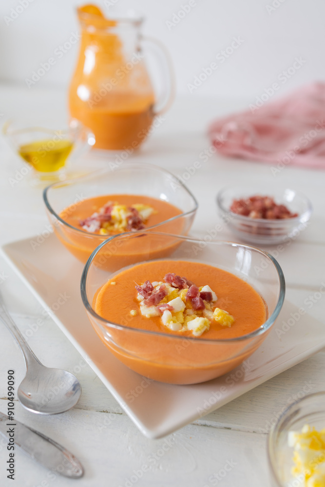Freshly Prepared Salmorejo with Jamón and Egg Freshly Prepared Salmorejo with Jamón and Egg