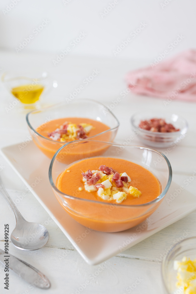 Freshly Prepared Salmorejo with Jamón and Egg Freshly Prepared Salmorejo with Jamón and Egg