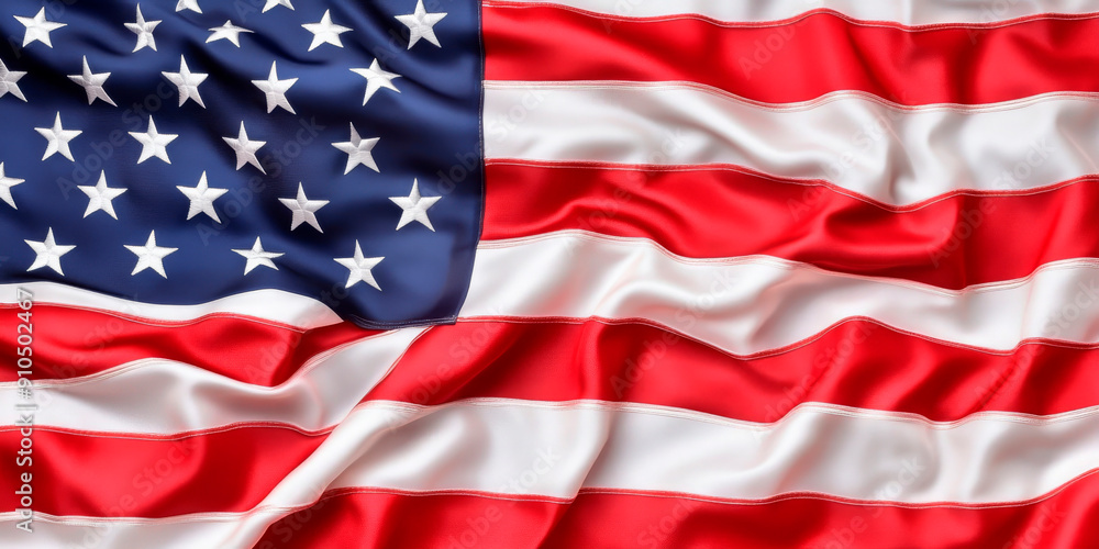 Close-up of the American flag with stars and stripes. Suitable for patriotic events, national holidays, Memorial Day, Veterans Day, and 4th of July, representing American pride, unity, and national Close-up of the American flag with stars and stripes. Suitable for patriotic events, national holidays, Memorial Day, Veterans Day, and 4th of July, representing American pride, unity, and national