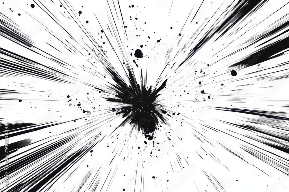 Obraz premium Experience the dynamic energy of manga and anime-style comic speed lines with an alpha channel. The design includes three distinct concentration lines: radial, vertical, and diagonal, bringing the act