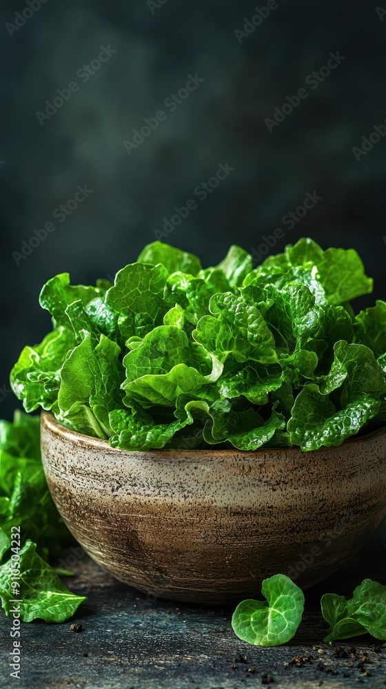 Green lettuce leaves overflow from a rustic bowl, showcasing a fresh and vibrant display of healthy eating.
Green lettuce leaves overflow from a rustic bowl, showcasing a fresh and vibrant display of healthy eating.