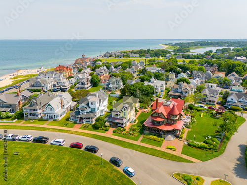 Luxury residential homes at Oak Bluffs, Marthas Vineyard, MA, USA