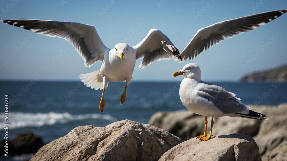 Seagull Mid-Call on a Rocky Seaside Outcrop
Seagull Mid-Call on a Rocky Seaside Outcrop