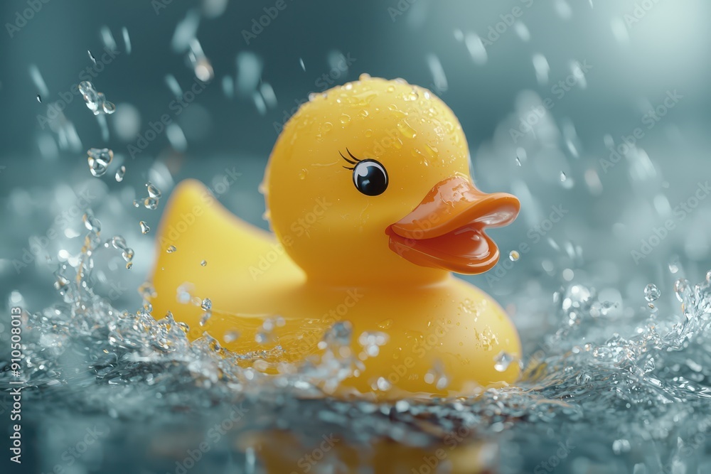 A cheerful yellow rubber duck bobs in the water with playful splashes all around, evoking a sense of happiness and nostalgia.
A cheerful yellow rubber duck bobs in the water with playful splashes all around, evoking a sense of happiness and nostalgia.