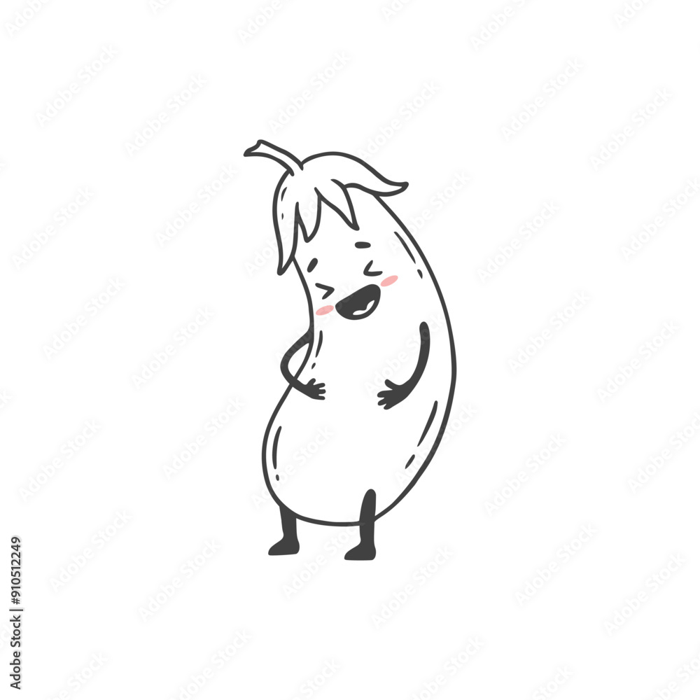 Cartoon eggplant. Cute character vegetable isolated on white background. Doodle style. Vector Cartoon eggplant. Cute character vegetable isolated on white background. Doodle style. Vector