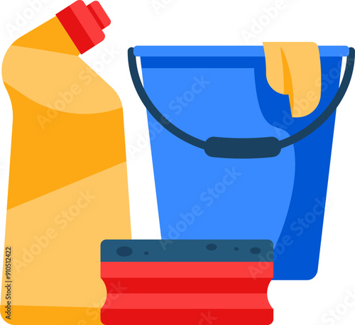 Cleaning icon. Spay, bucket, sponge.