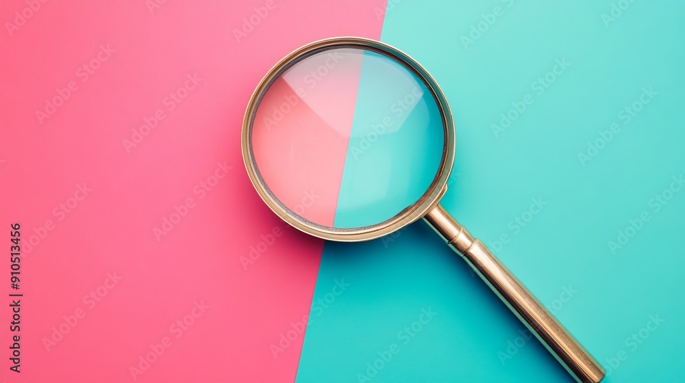 Magnifying glass with a solid-color background