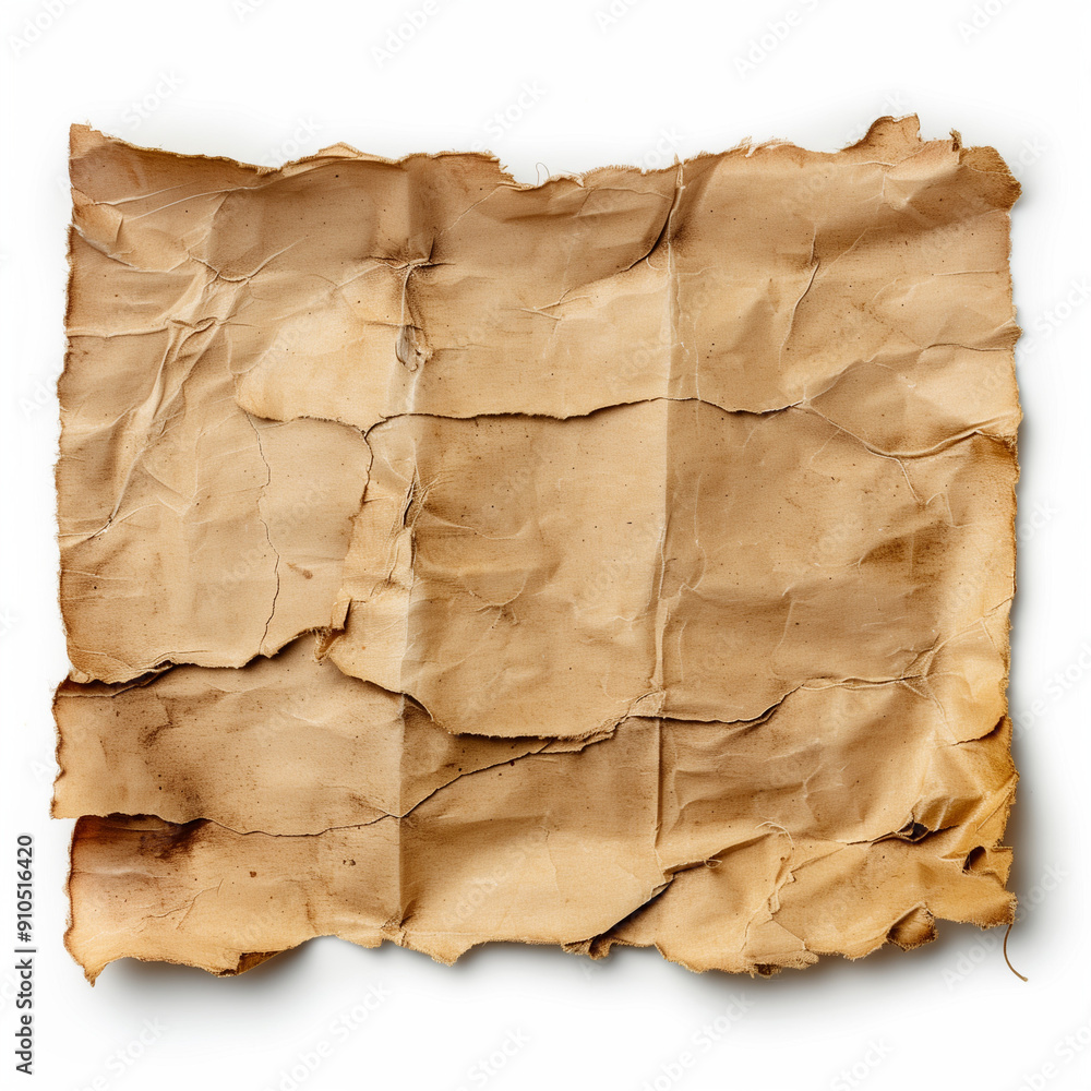 old crumpled torn brown paper at white background
old crumpled torn brown paper at white background