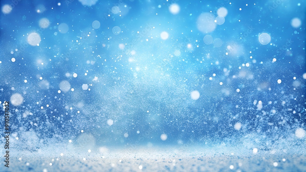 Sparkling Snowfall on a Frosty Blue Winter Background with Soft Light Sparkling Snowfall on a Frosty Blue Winter Background with Soft Light