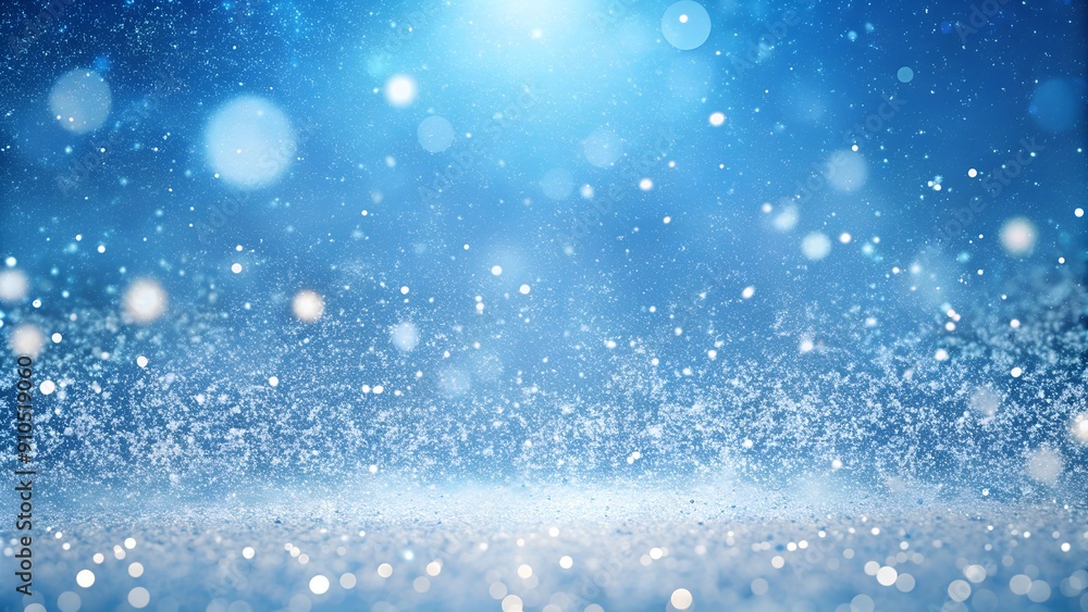 Frosty Winter Wonderland with Soft Blue Snow and Glittering Light Frosty Winter Wonderland with Soft Blue Snow and Glittering Light