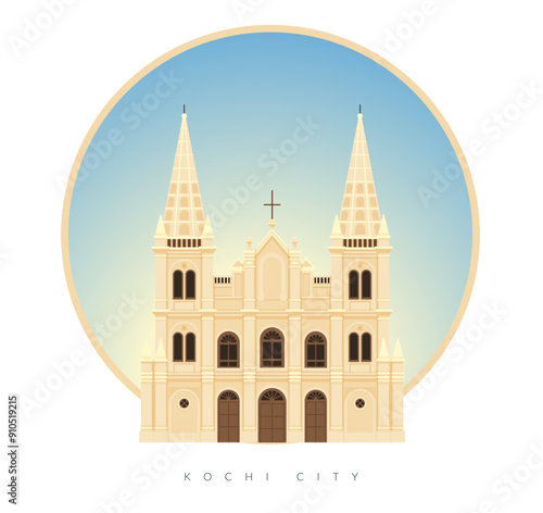 Santa Cruz Cathedral Basilica - Kochi Kerala - Stock Illustration