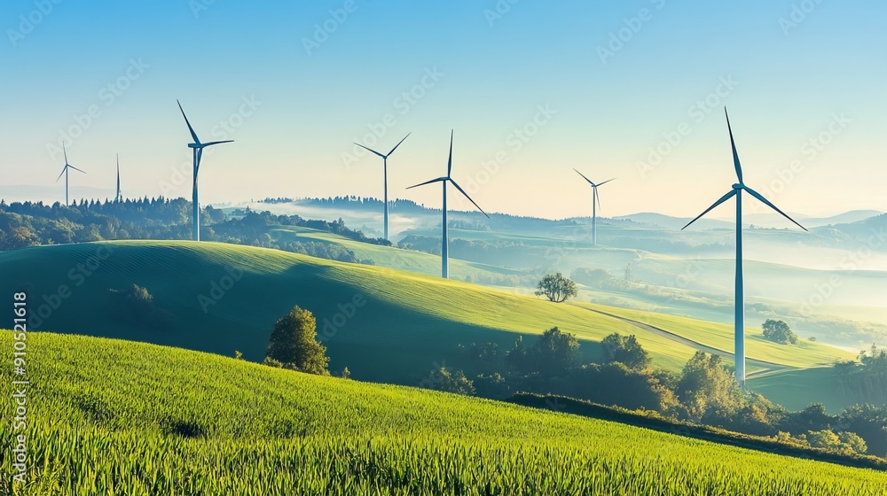 Harnessing wind power with wind turbines generates sustainable energy ...