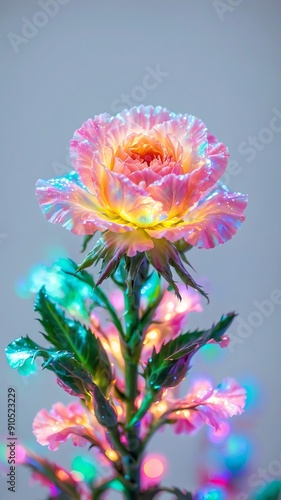 minimalist iridescent single carnationflower isolated background photo